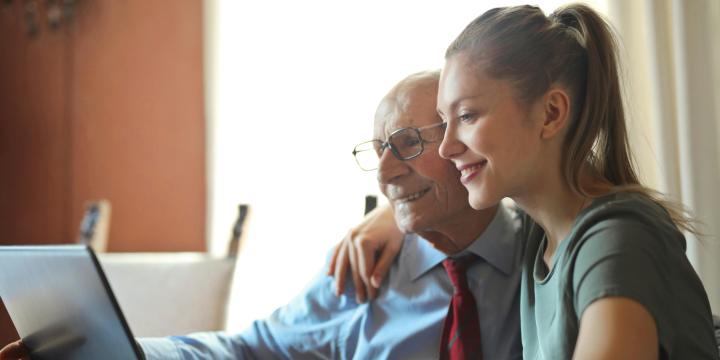 Grandfather and granddaughter