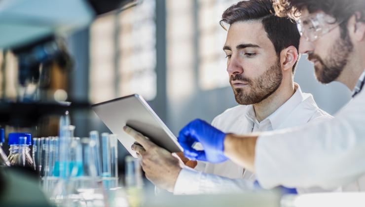 Researchers in lab