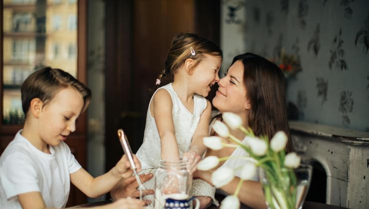 Mother and children